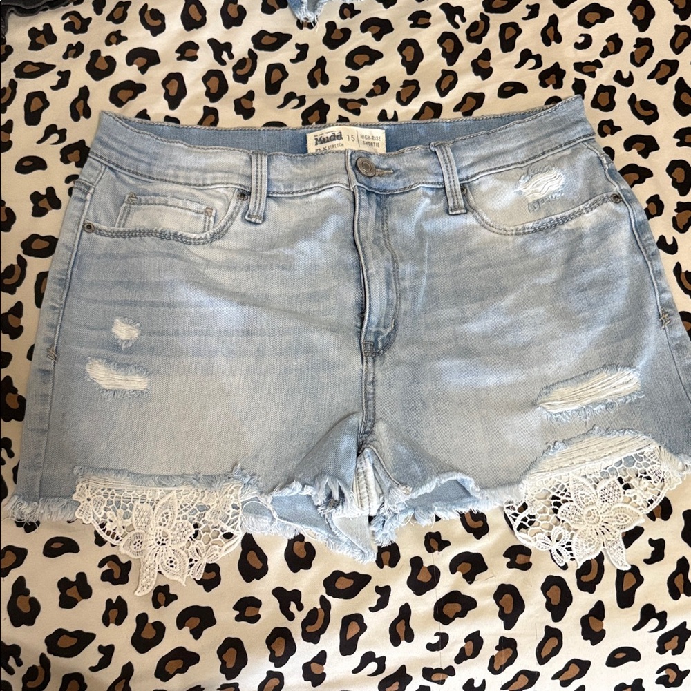 Mudd Light Blue High-Rise Denim Shorts